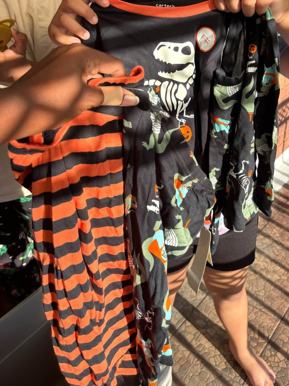 Carter's Black & Orange Dino Skeleton Toddler Pajama Set